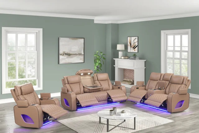 Rivera Saddle POWER/BLUETOOTH SPEAKERS/LED 3pc Reclining Set