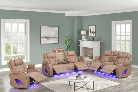 Rivera Saddle POWER/BLUETOOTH SPEAKERS/LED 3pc Reclining Set