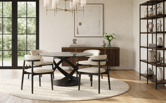 Dimi Smoke Glass/Black 5pc Dining Room Set D1550
