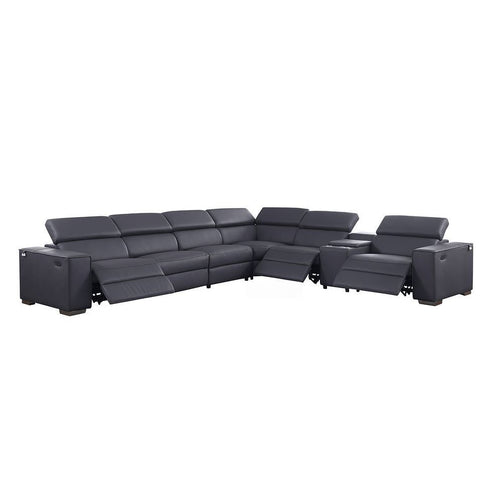 Picasso Dark Grey 3-POWER  Leather Match 7pc Sectional  MI631