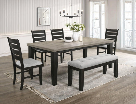 Bardstown Black/Light Gray Extendable Dining Set