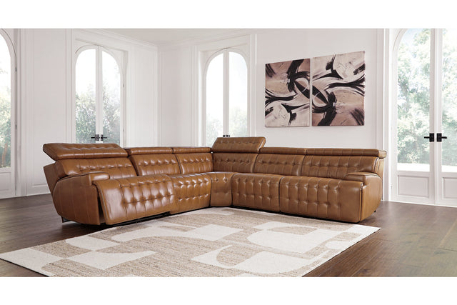 Temmpton Chocolate 5pc POWER Reclining Sectional U92708