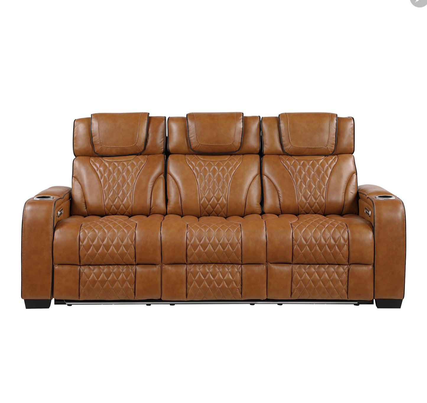 Apex TOP GRAIN LEATHER/POWER/LED/MASSAGE Reclining Set 8449