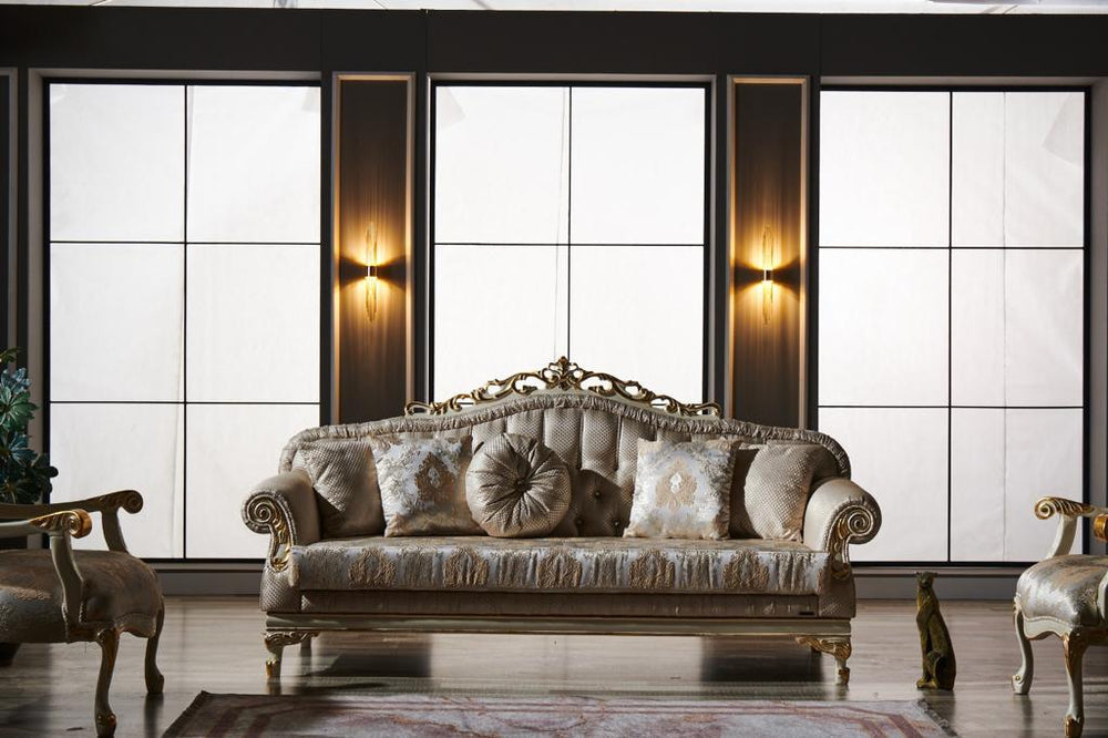 Kardelen 2-pieces (1 Sofa & 1 Loveseat) Livingroom Set Cream