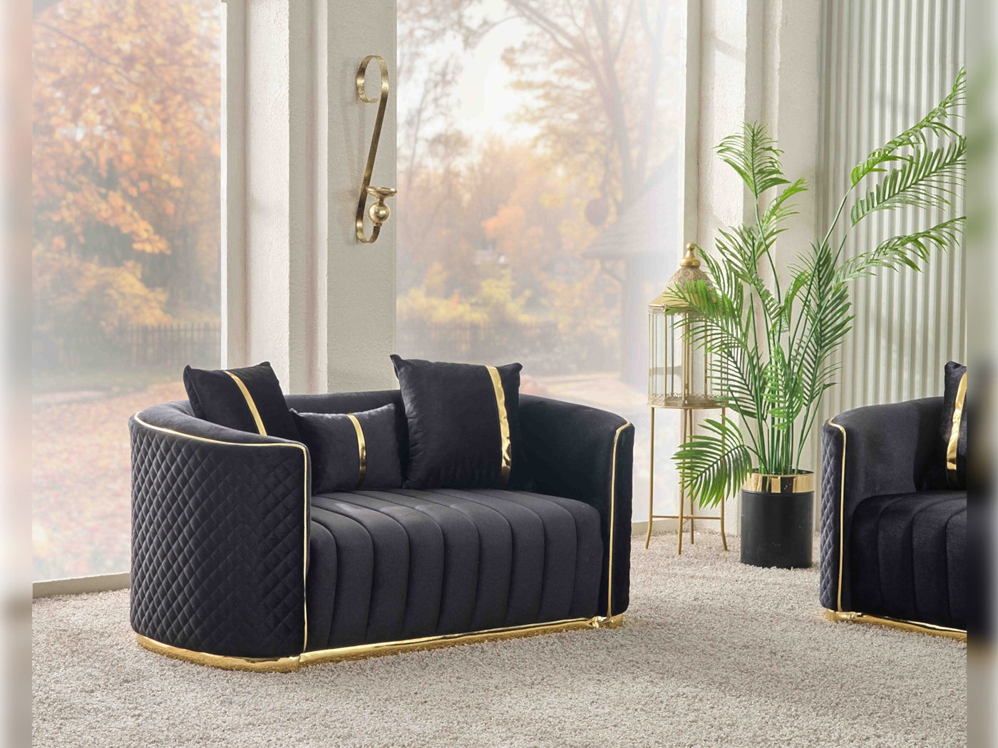 Ceko 3-pieces (Sofa & Loveseat & Chair) Livingroom Set Black