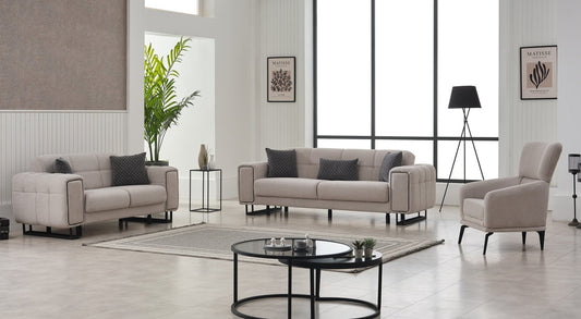 Nero 3-pieces (Sofa & Loveseat & Chair) Livingroom Set Light Grey