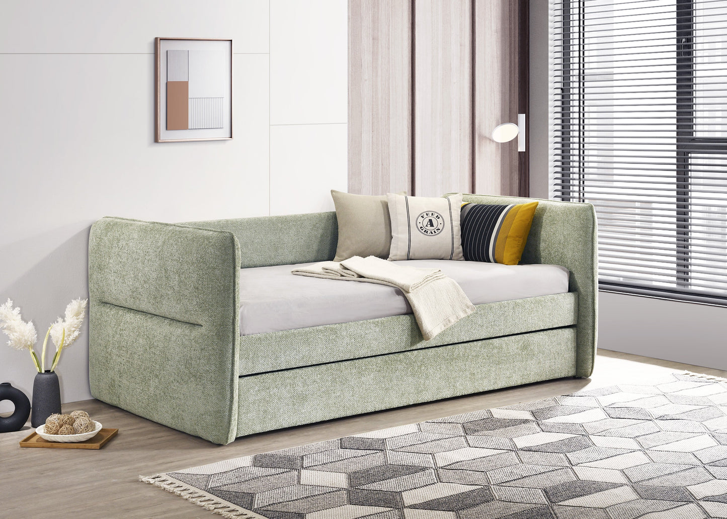 Philipa Light Green Daybed with Trundle 5324