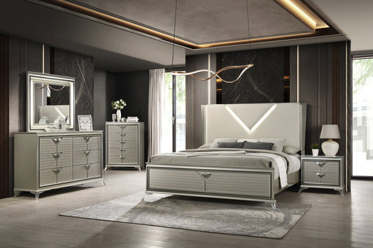 Larana Olive Silver LED Panel Bedroom Set B6850