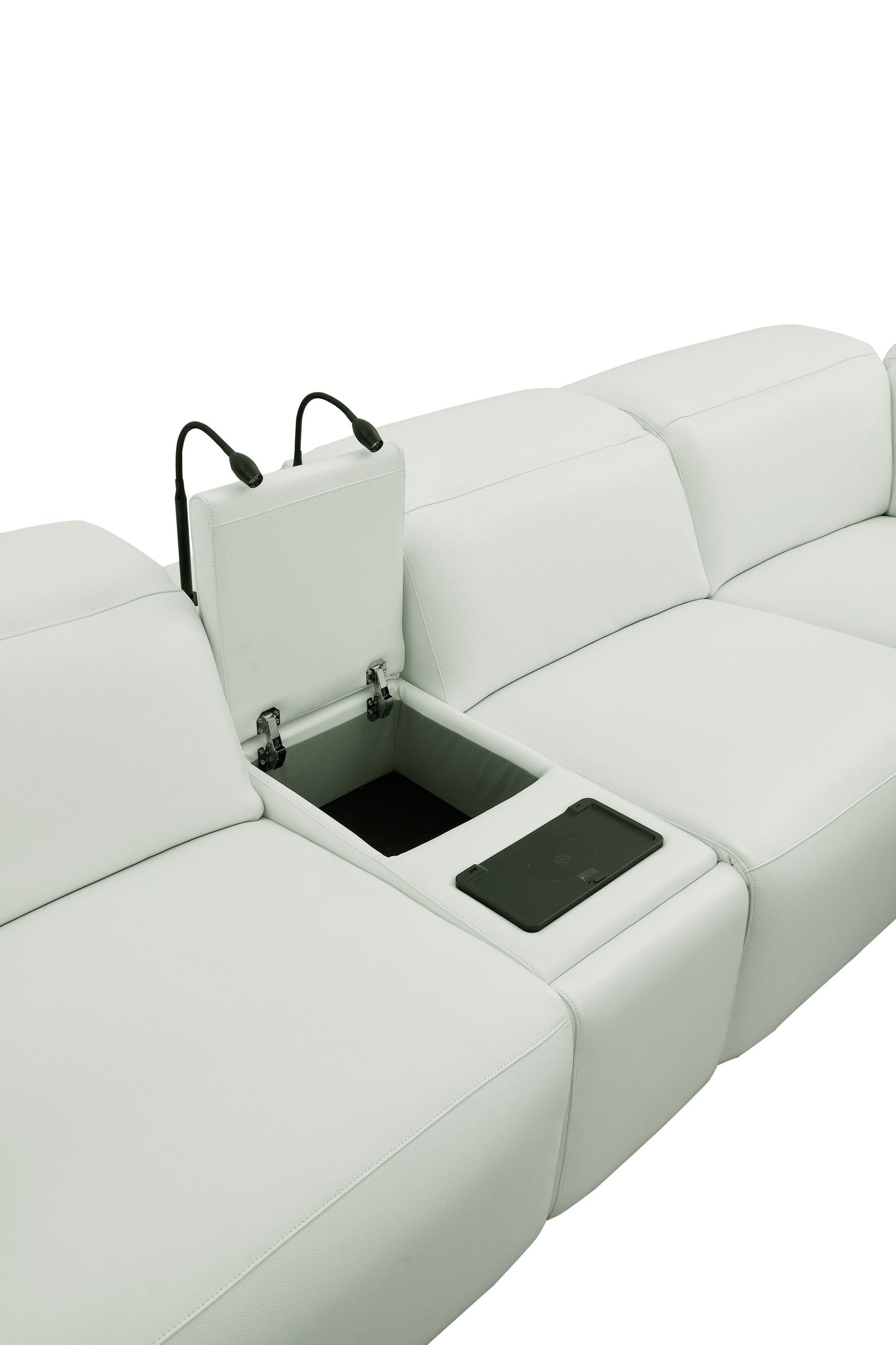 Holly White Italian Leather/Match POWER Reclining Corner Sectional (3 Power Recliners + 1 Console) MI-2520