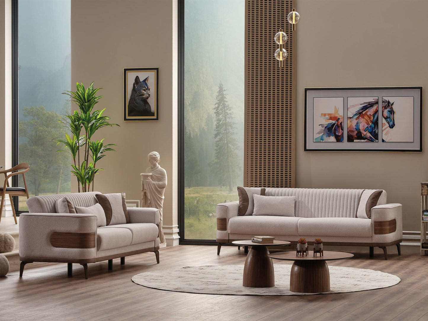 New Mood 3-pieces (Sofa & Loveseat & Chair) Livingroom Set Cream