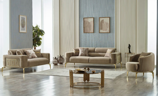 Armoni 3-pieces (Sofa & Loveseat & Chair) Livingroom Set Beige