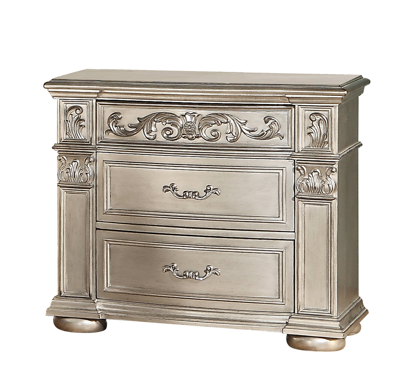 Platinum Silver Classic Luxury Bedroom Set