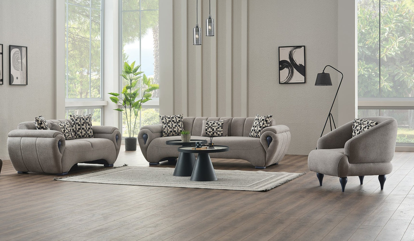 Damla 3-pieces (Sofa & Loveseat & Chair) Livingroom Set Cream