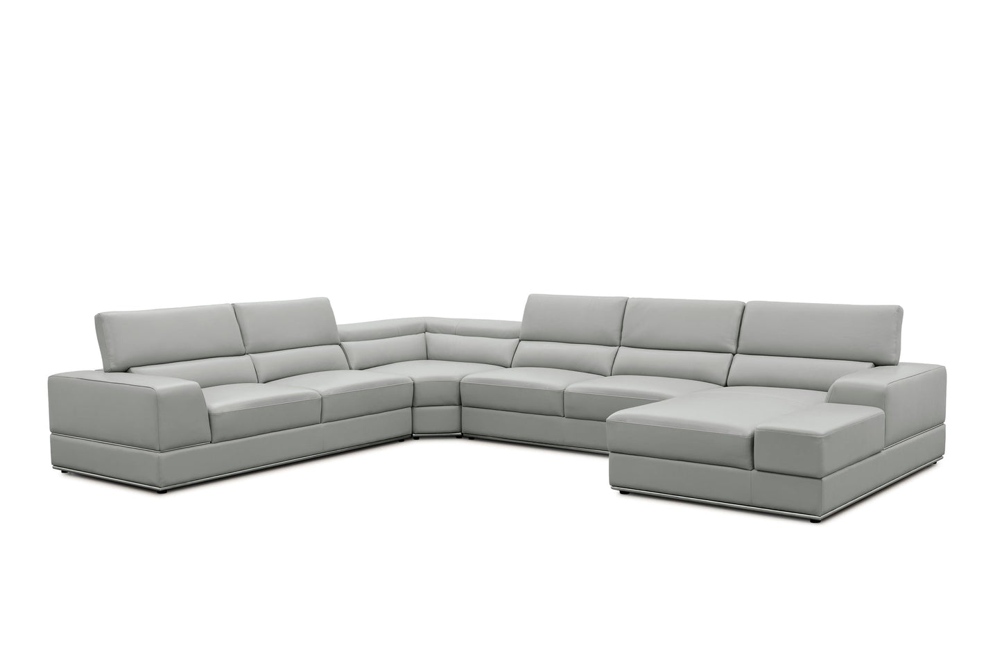 Nella Grey Sectional Sofa | Italian Leather Match MI-5107