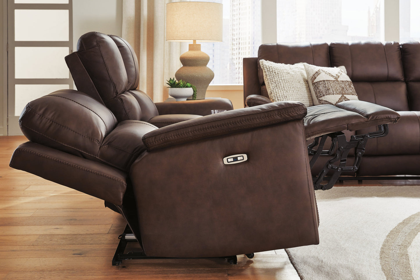 Bleckley Espresso POWER/TOP GRAIN LEATHER Reclining SofaandLoveseat| PCU1200115