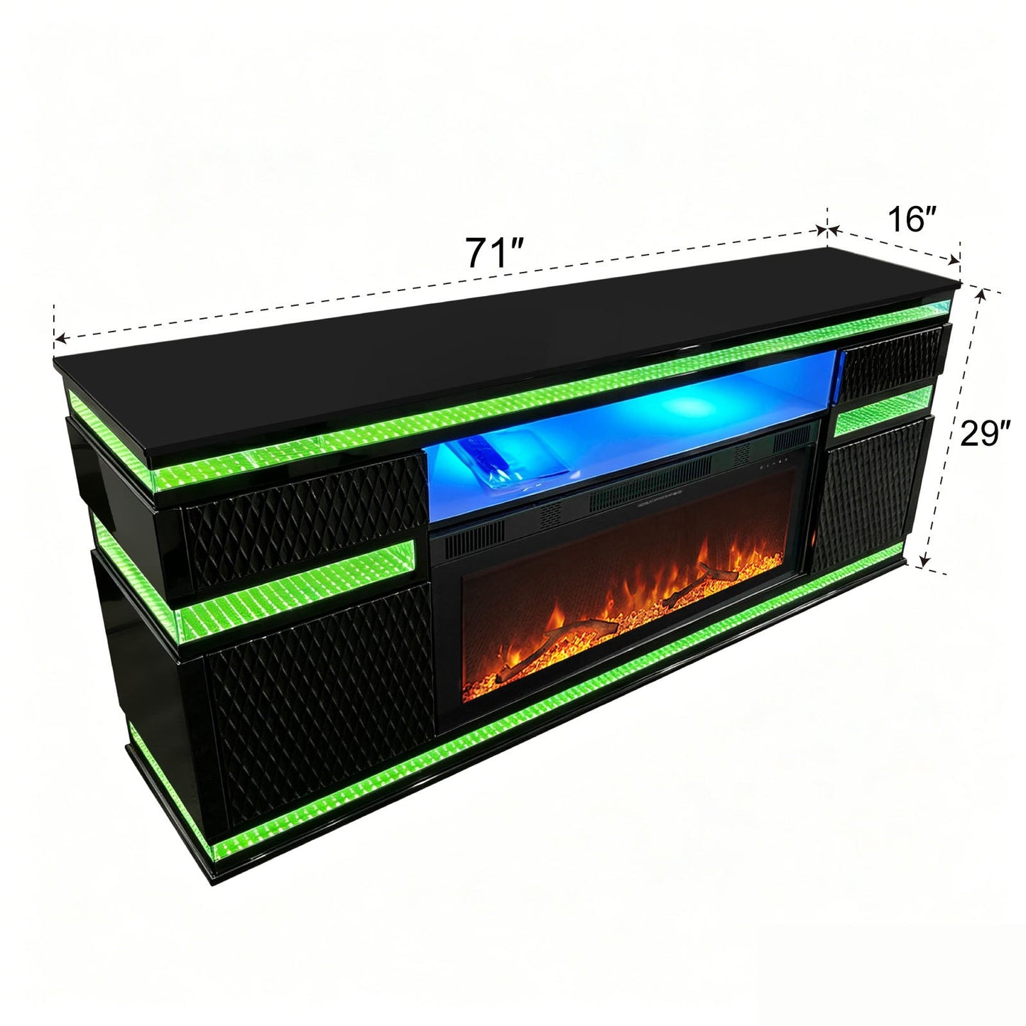 A-W036 Black LED/BLUETOOTH SPEAKERS TV Stand Fireplace