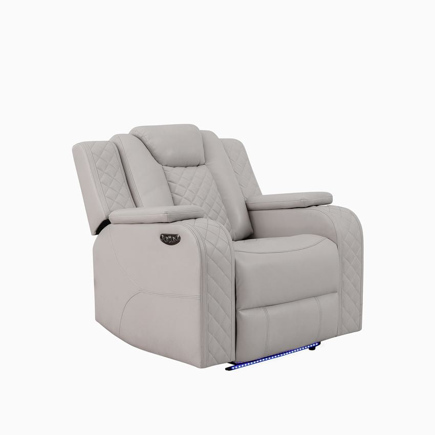 Radiant Grey POWER/LED/BLUETOOTH SPEAKERS Reclining Sofa and Loveseat SH8895