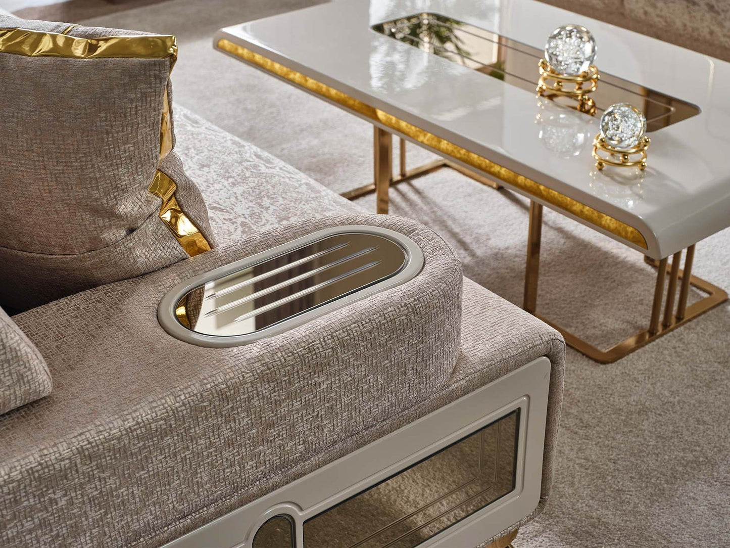 Monza 3-pieces (Sofa & Loveseat & Chair) Livingroom Set Cream
