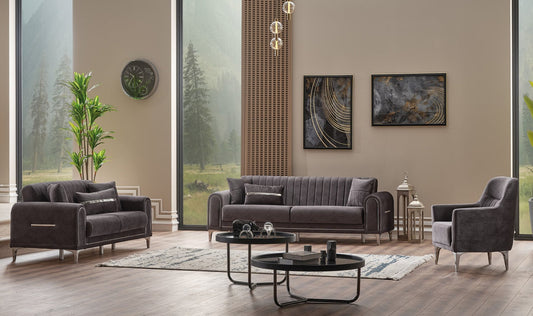 Orion 3-pieces (Sofa & Loveseat & Chair) Livingroom Set Grey