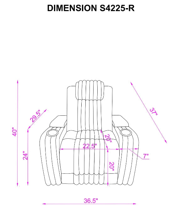 Lita Grey POWER RECLINER/ HEADREST/LED 3pc Living Room Set S4225