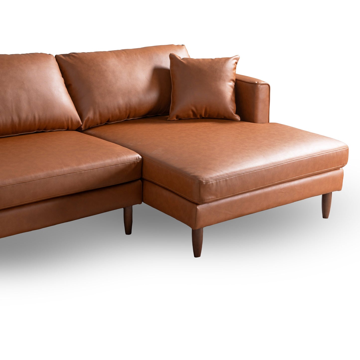 Blake 107" L-Shaped Cognac Vegan Leather Sectional Sofa Right Facing