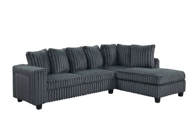 Charcoal Corduroy Fabric Reversible Sectional 516