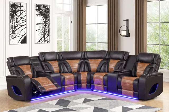 IBIZA Brown POWER/LED/BLUETOOTH SPEAKERS Reclining Sectional