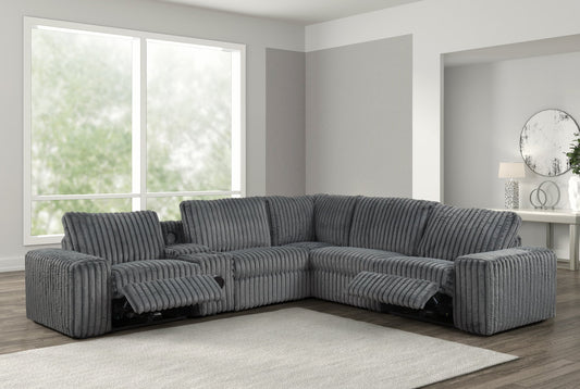 Amelia Charcoal POWER/BLUETOOTH SPEAKERS Reclining Sectional