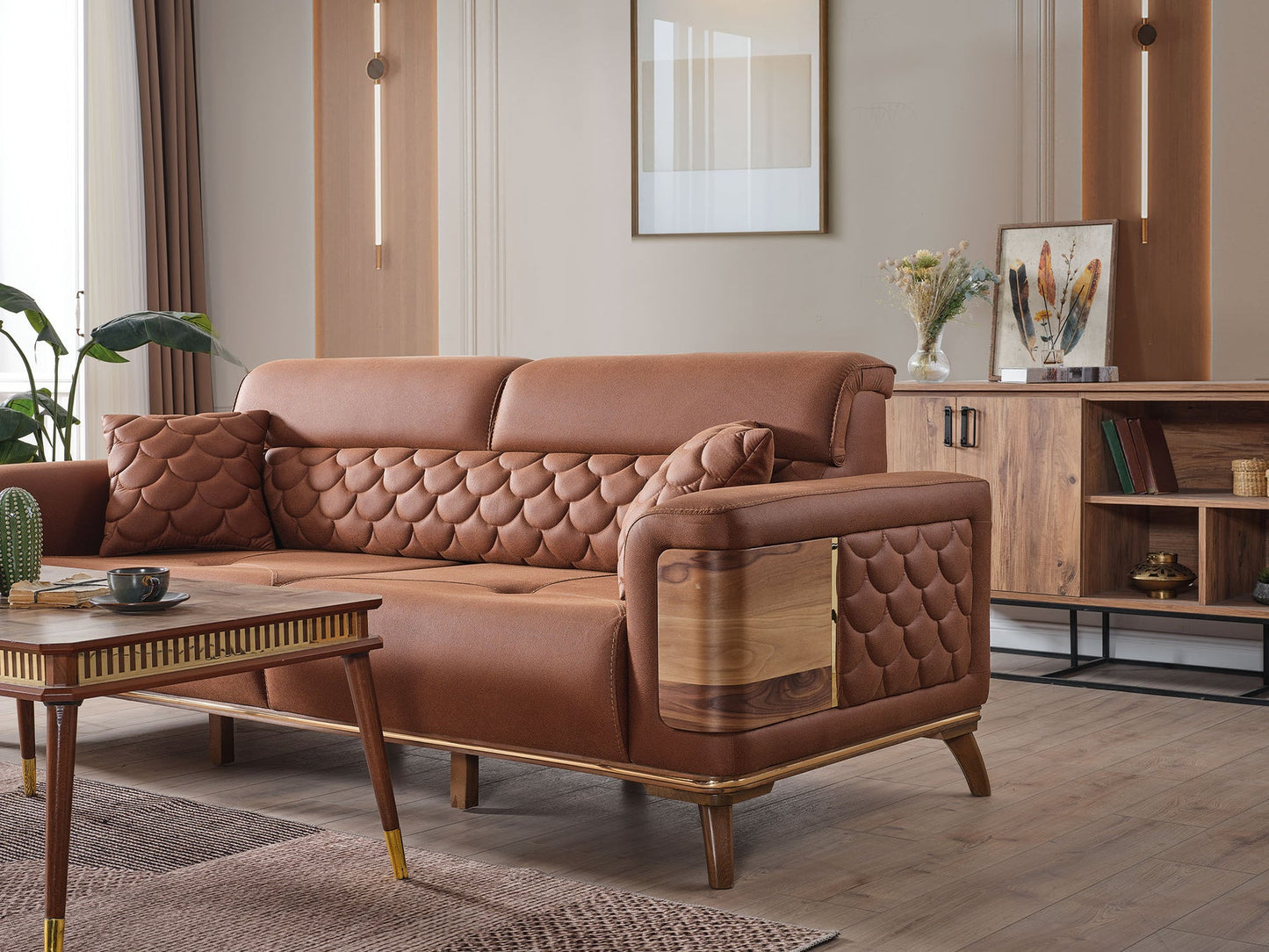 Ruby 3-pieces (Sofa & Loveseat & Chair) Livingroom Set Brick