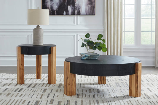 Breenmore Black/Natural 2pc Coffee Table Set T322-12