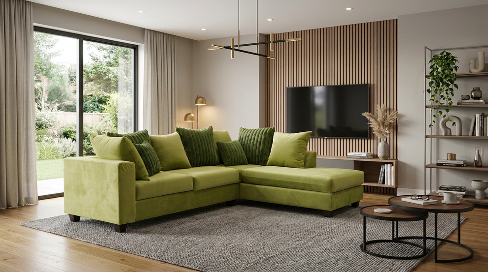 Kora Olive Fabric Sectional S325