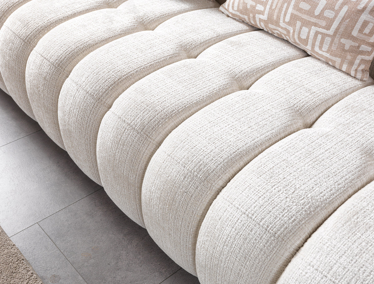 Yulia Ivory Boucle Living Room Set