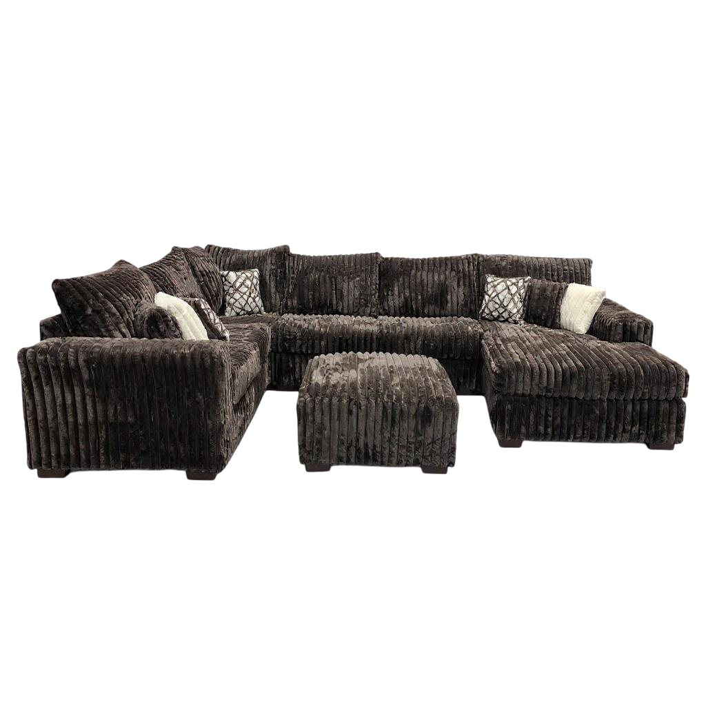 Texan Chocolate Thick Soft Corduroy OVERSIZED 4pc Sectional S320