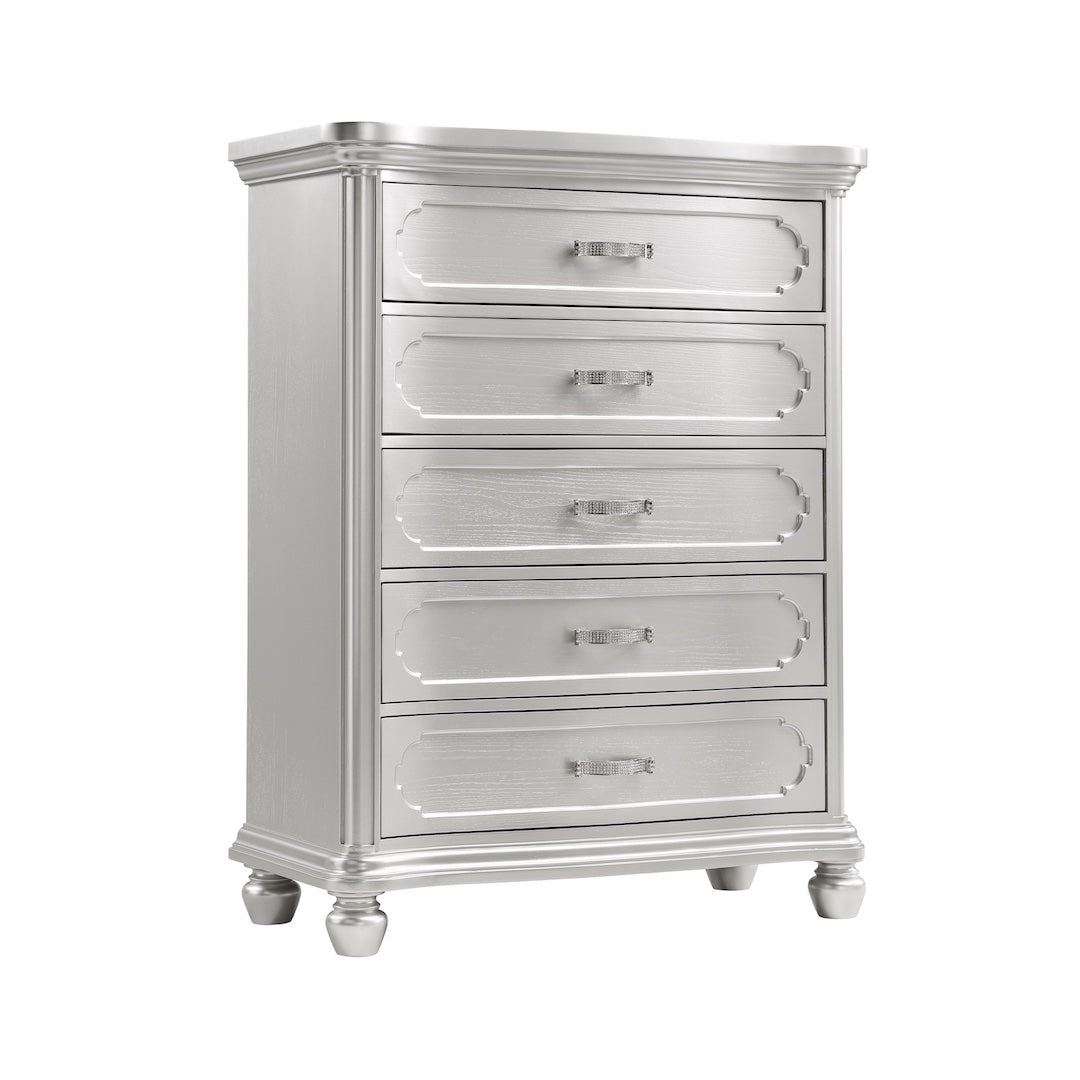 Roma Silver Finish Luxury Bedroom Set