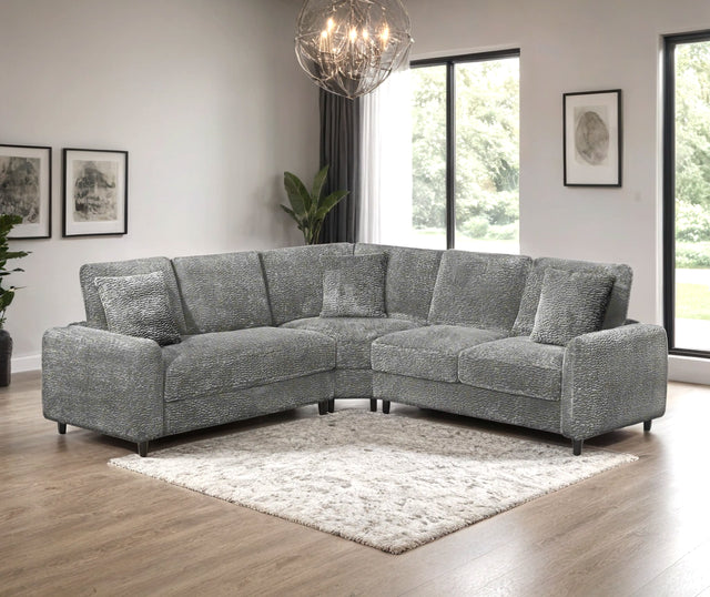 Stella Grey Teddy Bear  Fabric Sectional