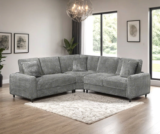 Stella Grey Teddy Bear  Fabric Sectional