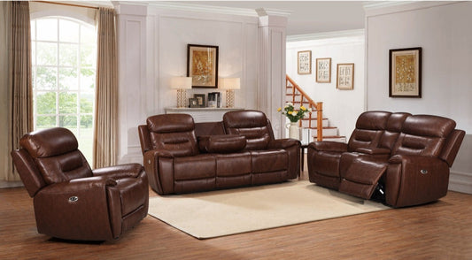 Rosewood Brown POWER/TOP GRAIN LEATHER Reclining 3pc Set S2226 - Harwin Furniture