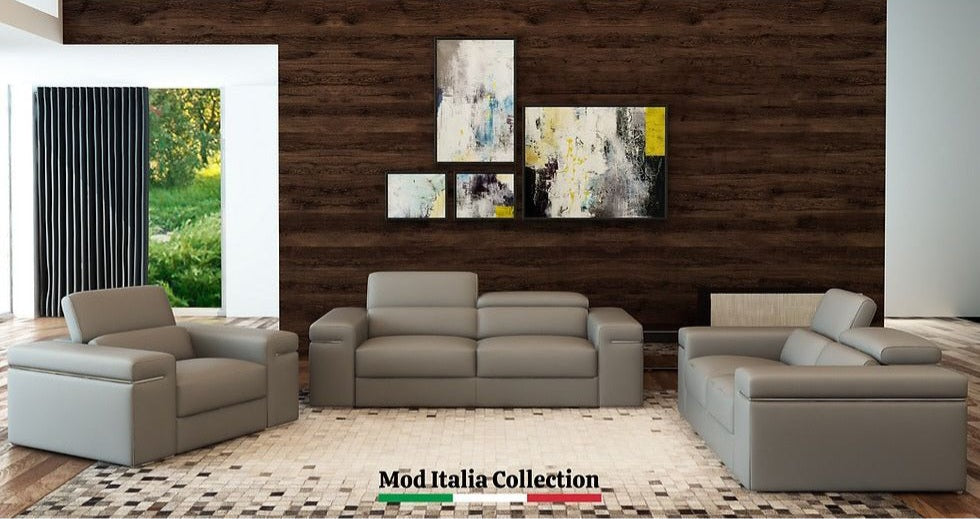 Soho Grey LEATHER MATCH Sofa and Loveseat S8020