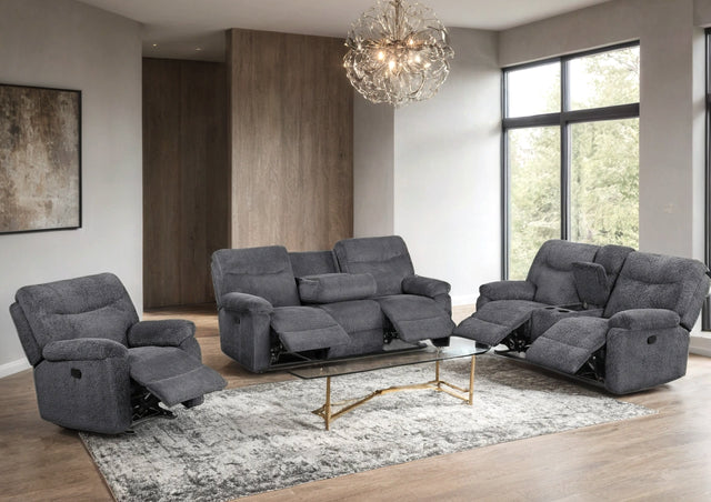 Bravo21 Grey Fabric 3pc Reclining Set