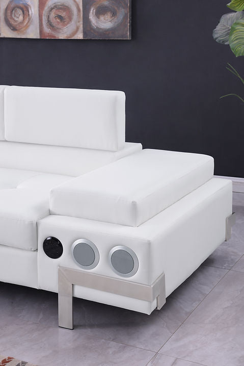 Magic White PU LED/BLUETOOTH SPEAKERS Sectional S1047