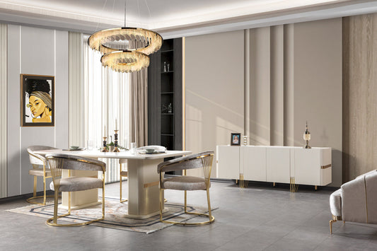 Santana Ivory Luxury 7-Piece Dining Set
