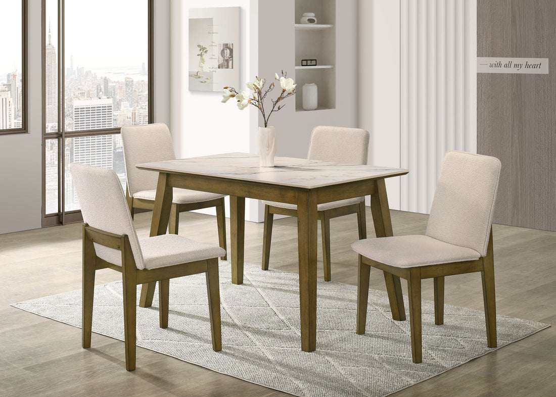 Alan10 Brown (Porcelain Table Tab) 5pc Dining Room Set