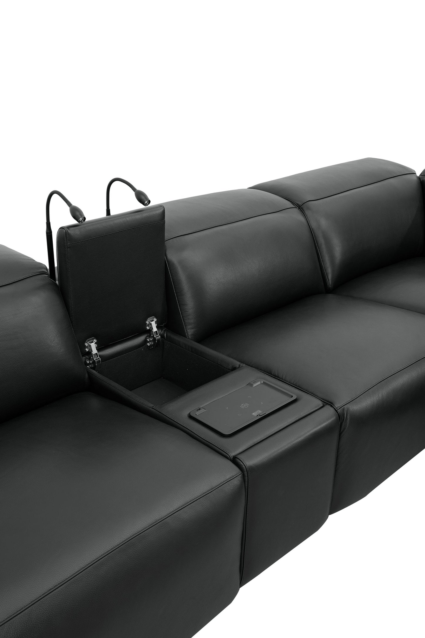 Holly Black Italian Leather/Match POWER Reclining Corner Sectional (3 Power Recliners + 1 Console) MI-2520