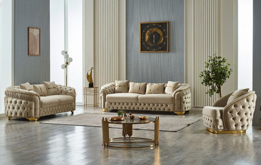 Arizona 3-pieces (Sofa & Loveseat & Chair) Livingroom Set Beige