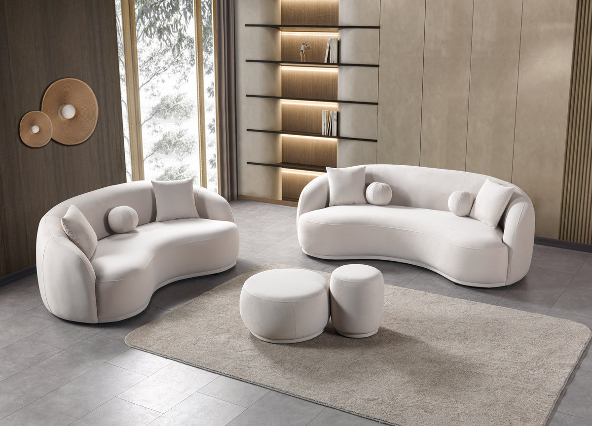 Bonita Ivory Velvet Living Room Set