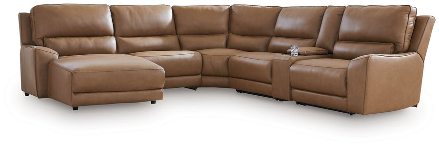 DeepWakes Caramel 6pc Power Reclining Sectional with LAF Chaise | PCU626063