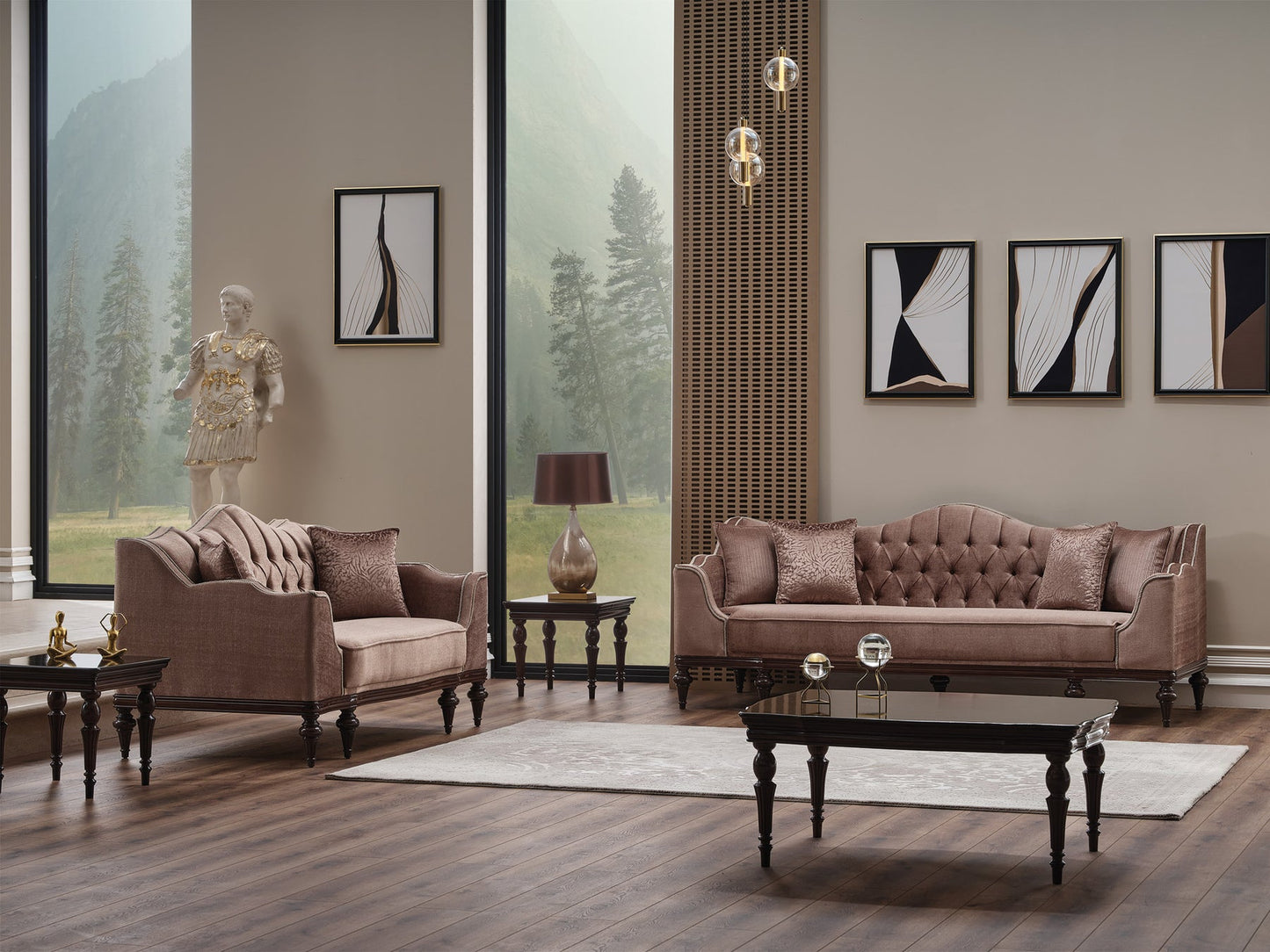 Zumrut 3-pieces (Sofa & Loveseat & Chair) Livingroom Set Light Brown