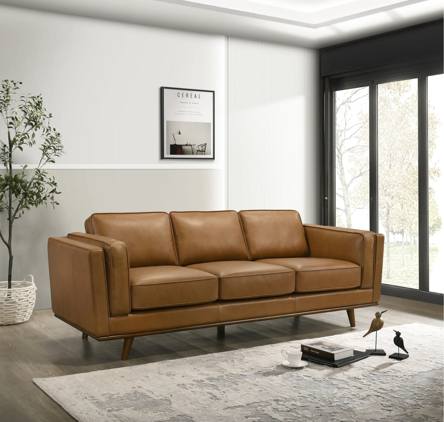 Chase 91"  Tan Genuine Leather Sofa