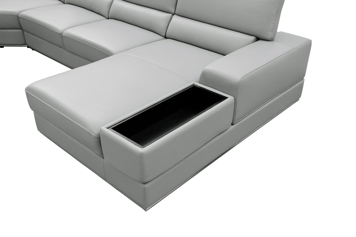 Nella Grey Sectional Sofa | Italian Leather Match MI-5107
