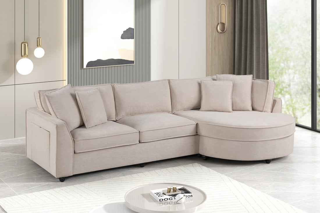 Elva Beige Fabric REVERSIBLE Sectional